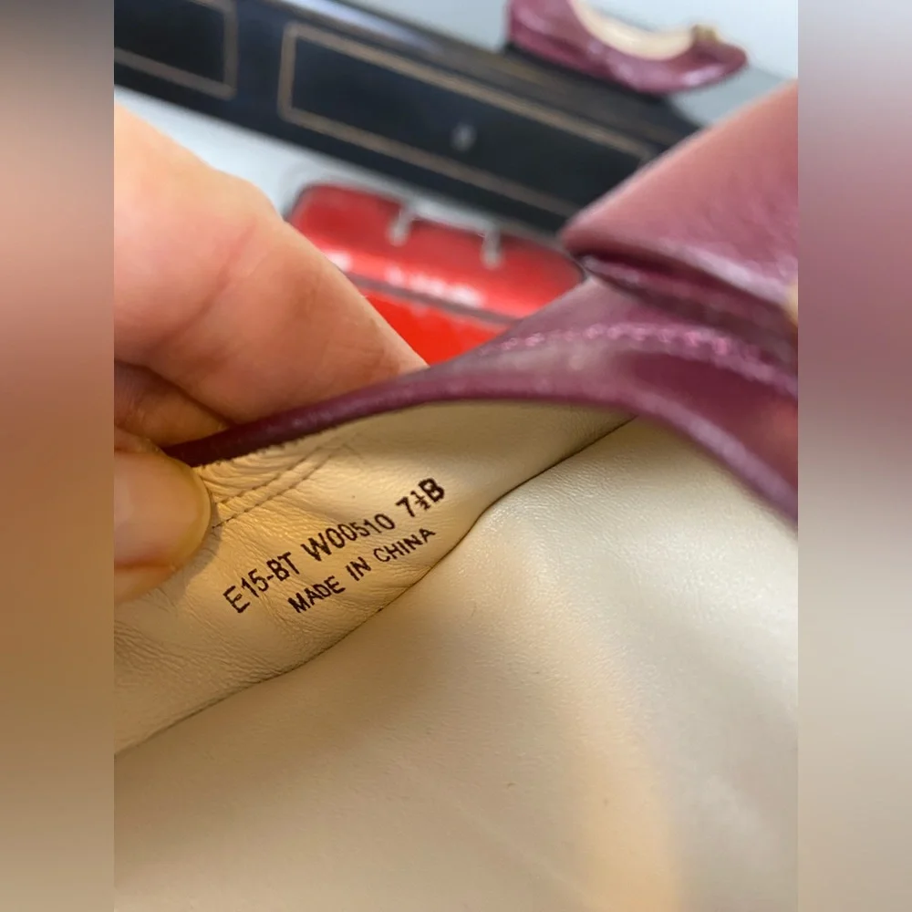 Coke Haan Bow Flats Leather New! 7.5 Burgundy